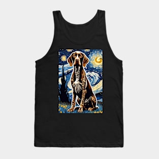 German Shorthaired Pointer Dog Breed Painting in a Van Gogh Starry Night Art Style Tank Top